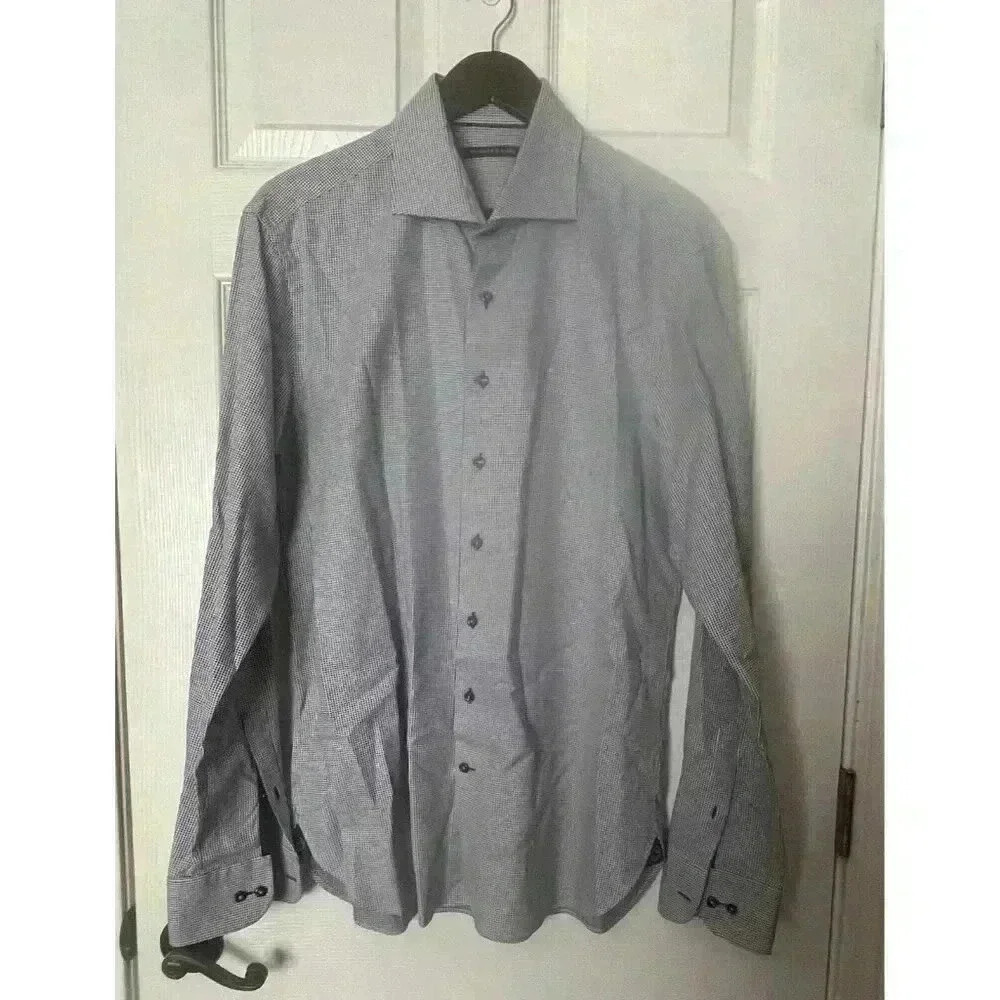 Hammer Made Men’s Size 43/17 Button Up Dress Shirt Blue Plaid